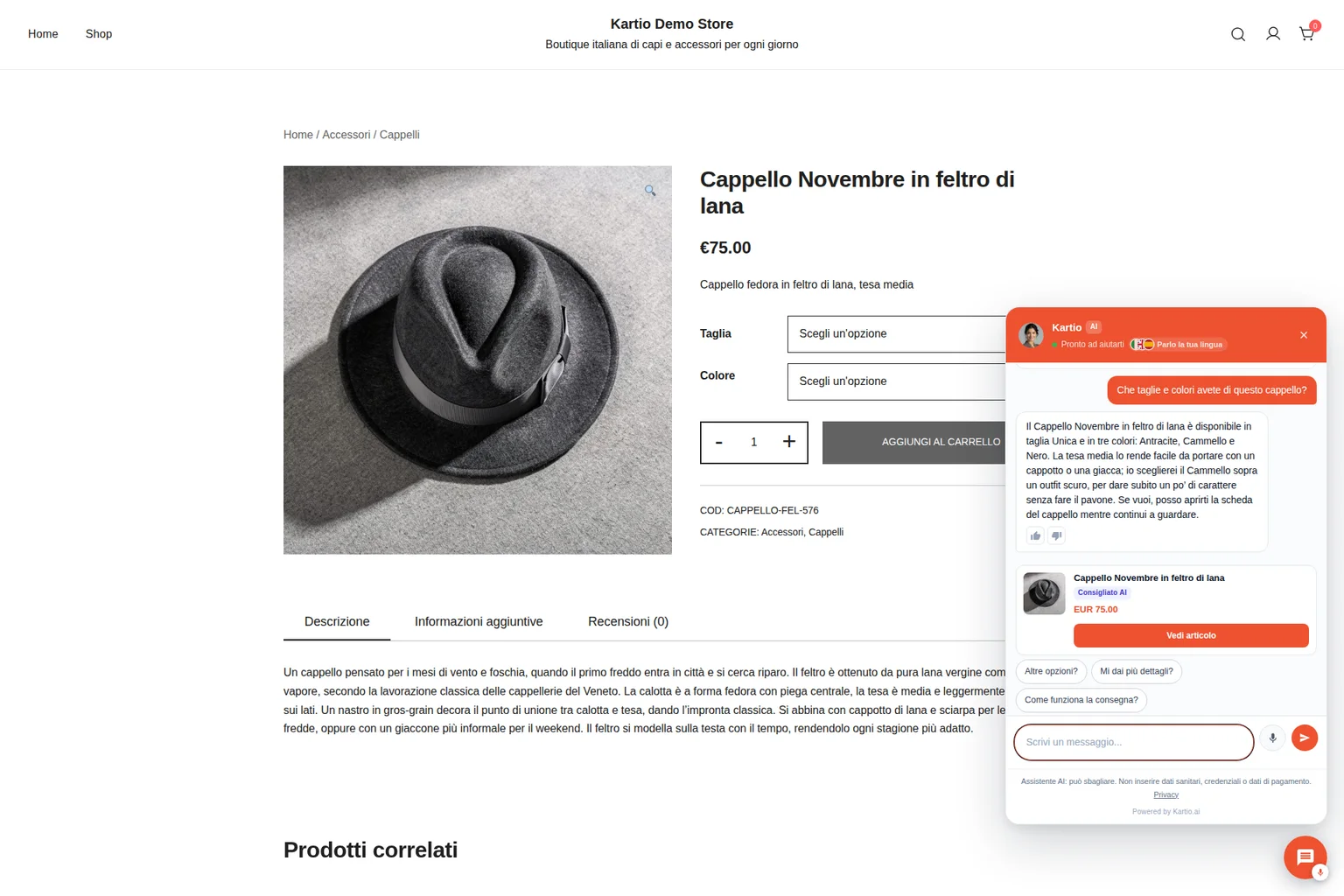 Clothing, wine, electronics, spare parts and more: Kartio learns any catalogue, with free variant axes and up to 500,000 items per store.